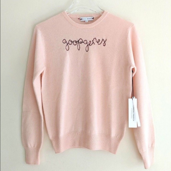 Nwt Lingua Franca Embroidered Cashmere 